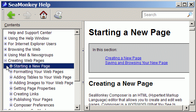 SeaMonkey Help Window