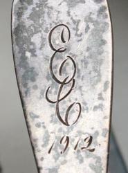 Elizabeth Cornish engraved initials 1912