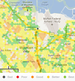 Sprint, Virgin Mobile wireless coverage map, Silicon Valley