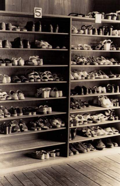 Japanese temple, rack for visitors' shoes