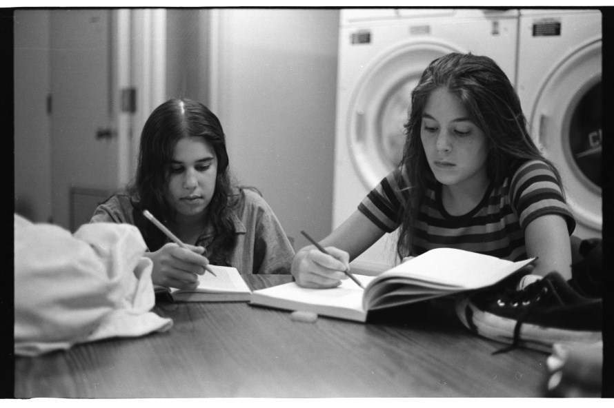 Nancy & Barbara in basement laundry