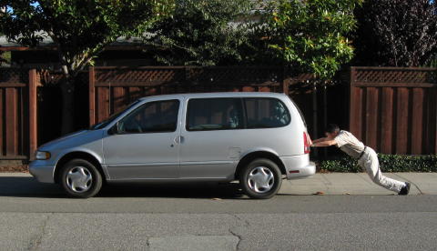 Pushing a car